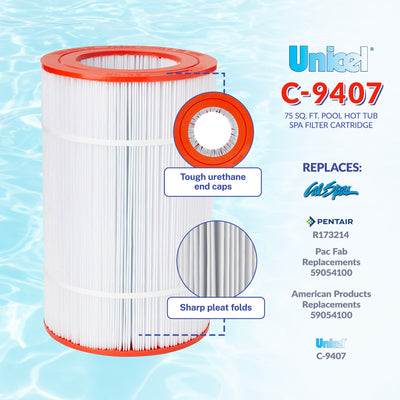 Unicel C-9407 Replacement 75 Sq Ft Pool Hot Tub Spa Filter Cartridge, 171 Pleats