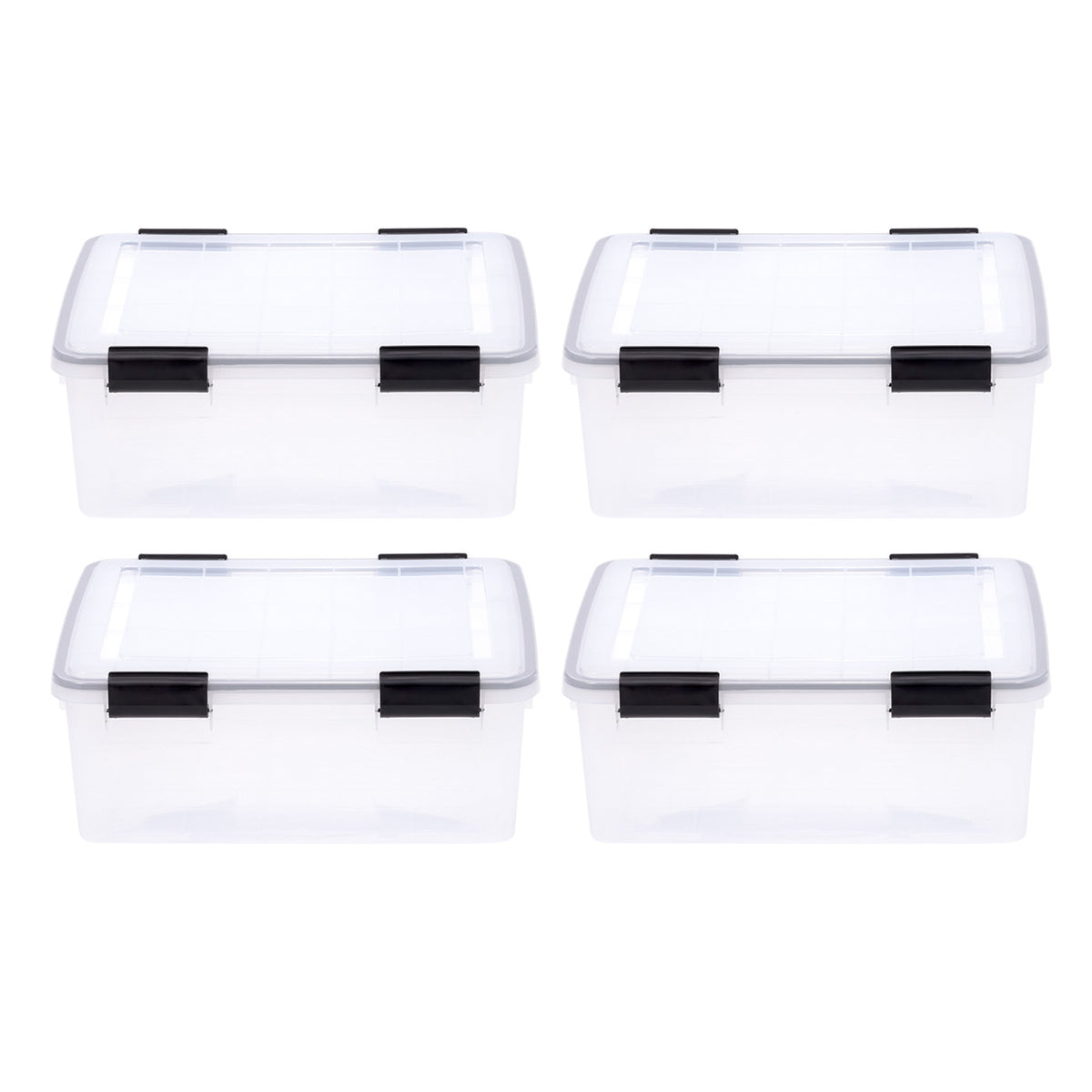 IRIS USA 28 Qt Plastic Gasket Box Storage Container with Latching Buckle, 4 Pack (Refurbished)
