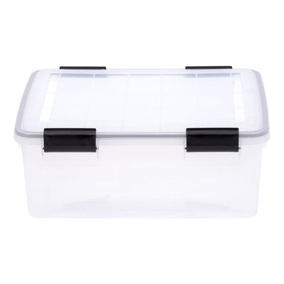 IRIS USA 28 Qt Plastic Gasket Box Storage Container with Latching Buckle, 4 Pack (Refurbished)