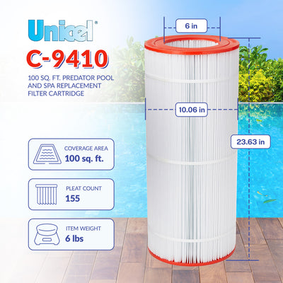 Unicel C-9410 Replacement 100 Sq Ft Swimming Pool Filter Cartridge, 155 Pleats