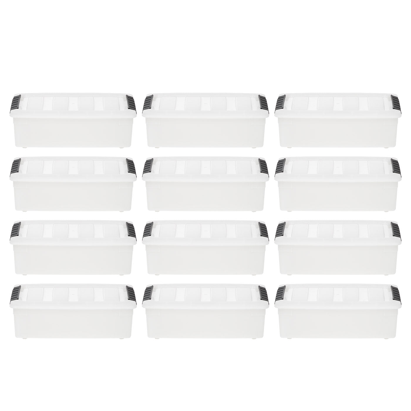IRIS USA 5.7 Quart Stack and Pull Nesting Latching Storage Container, Set of 12