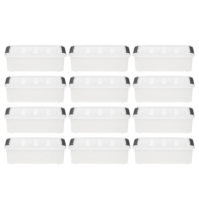 IRIS USA 5.7 Quart Stack and Pull Nesting Latching Storage Container, Set of 12