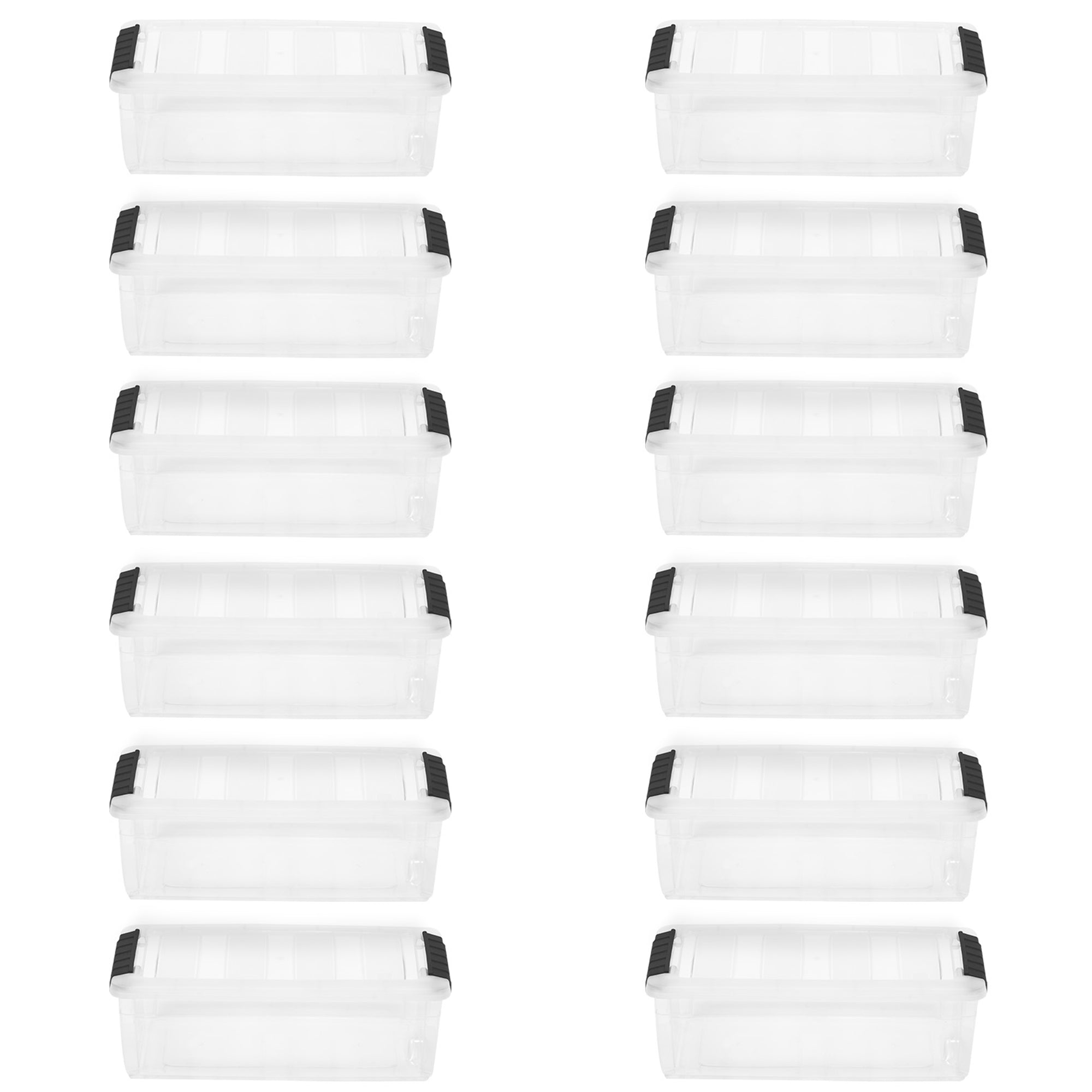 IRIS USA 5.7 Quart Stack and Pull Nesting Latching Storage Container, Set of 12