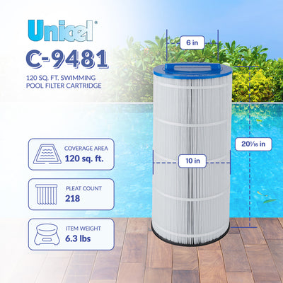 Unicel C-9481 Replacement 120 Sq Ft Swimming Pool Filter Cartridge, 218 Pleats - VMInnovations