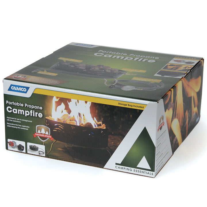 Camco Portable Campfire Outdoor Propane Heater Fire Pit with Lava Rocks, Black