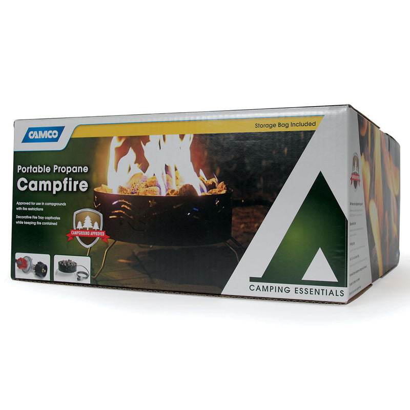 Camco Portable Campfire Propane Heater Fire Pit with Lava Rocks, Black (Used)