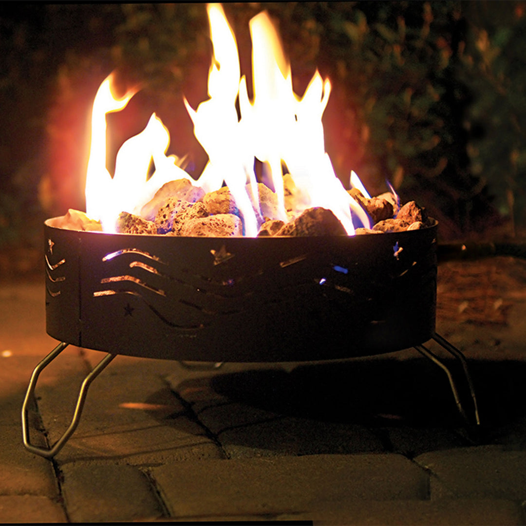 Camco Portable Campfire Outdoor Propane Heater Fire Pit with Lava Rocks, Black