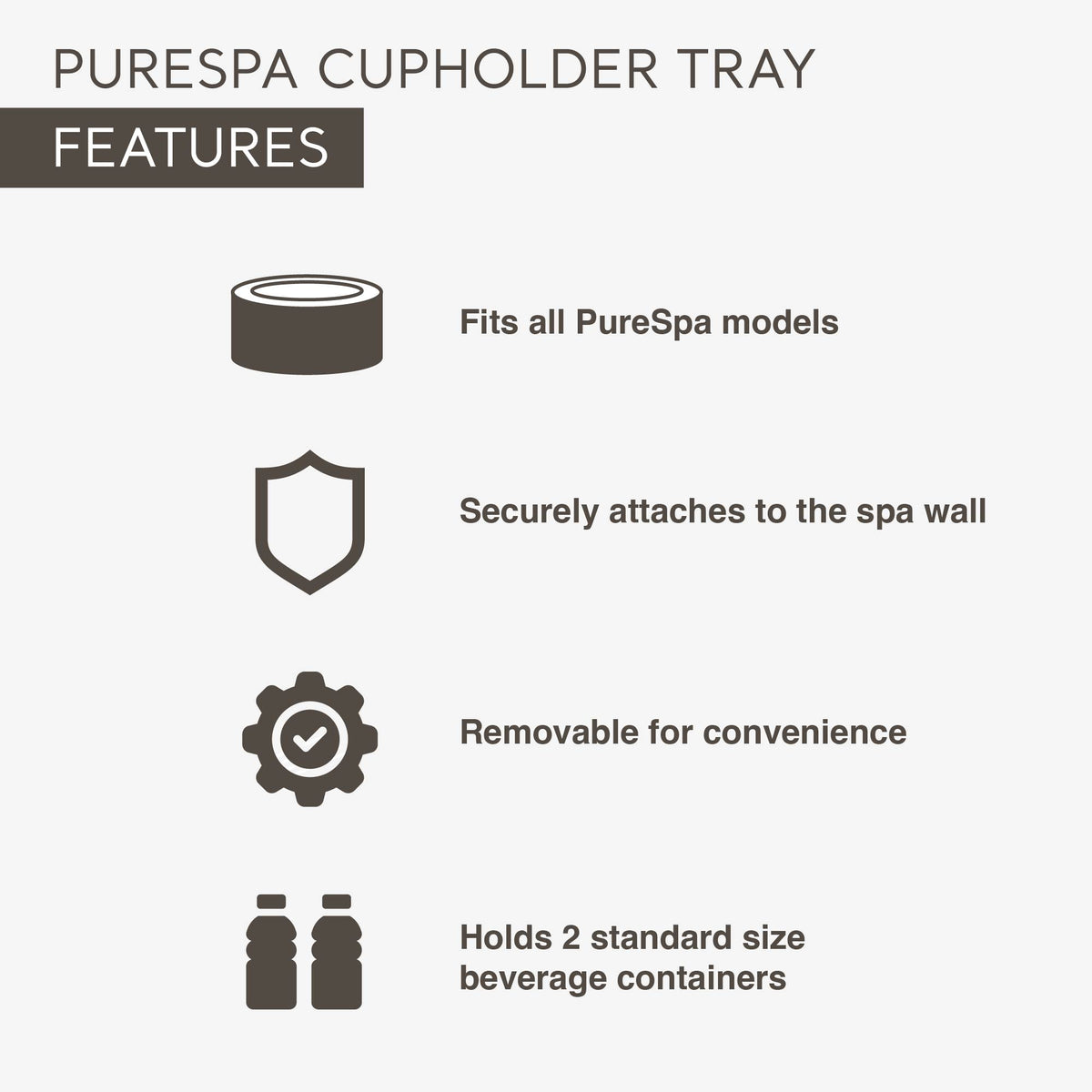PureSpa Attachable Cup Holder and Drink Tray Accessory (Open Box) - VMInnovations