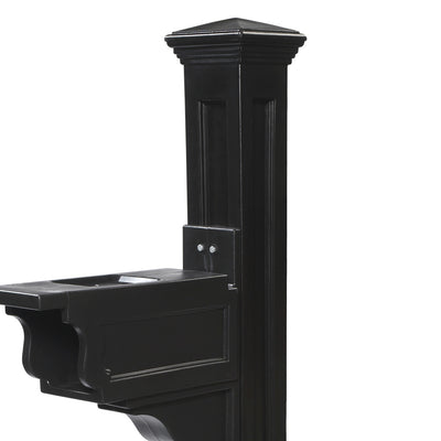 Mayne Outdoor 5810 Dover Plastic Mailbox Post Pole Mount w/ Paper Holder, Black