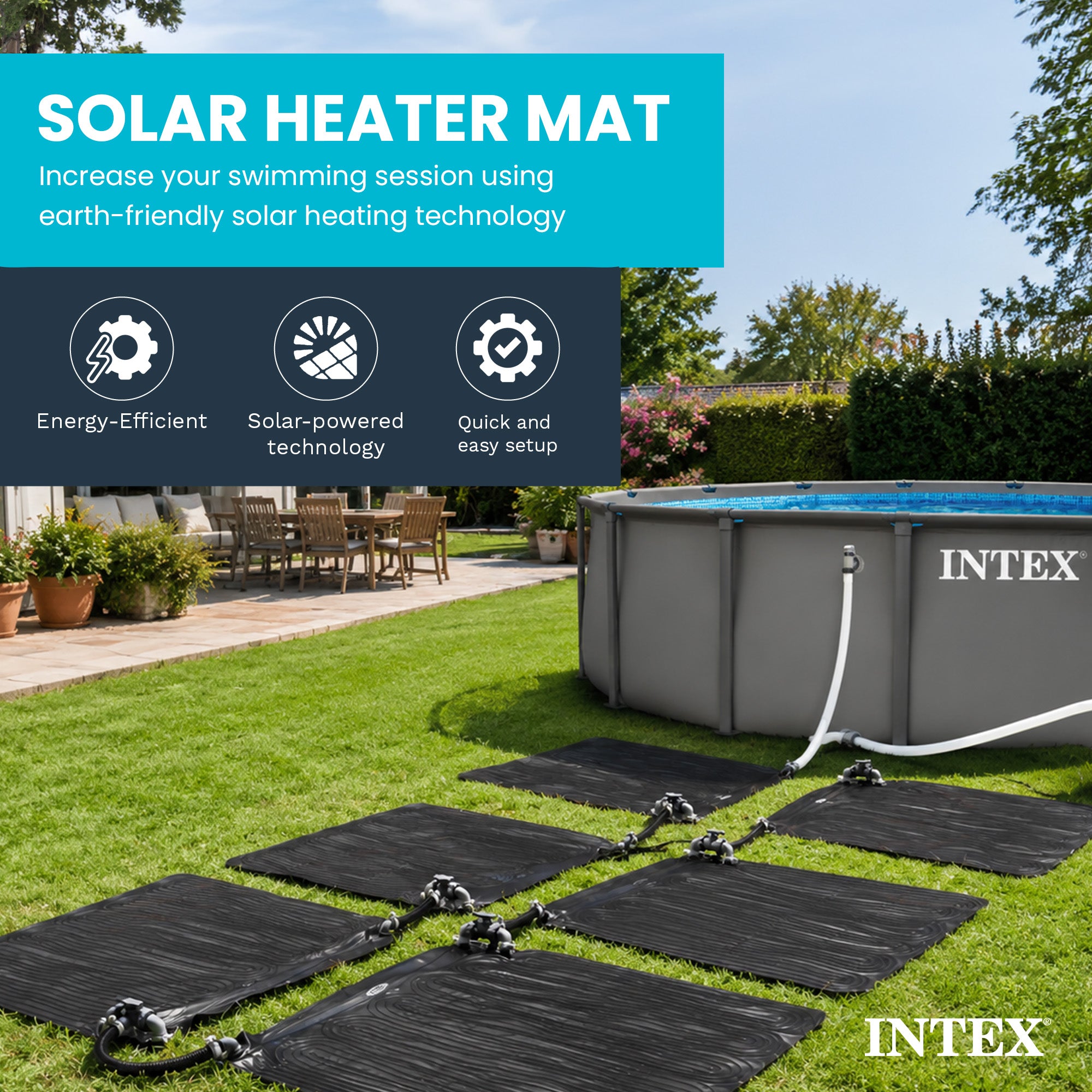 Intex Solar Water Heater Mat for 8,000GAL Above Ground Swimming Pool (Open Box) - VMInnovations
