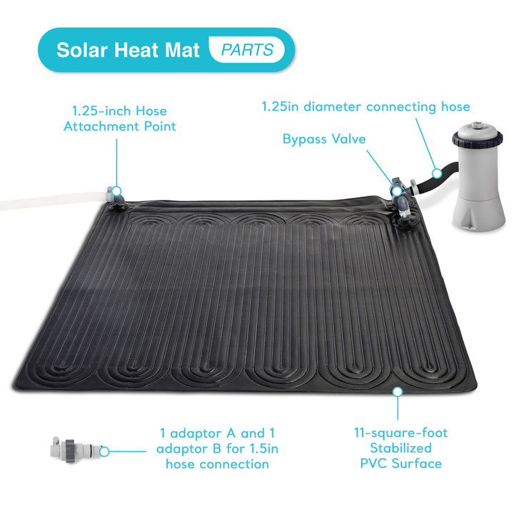 Intex Solar Water Heater Mat for 8,000 Gallon Above Ground Swimming Pool, Black