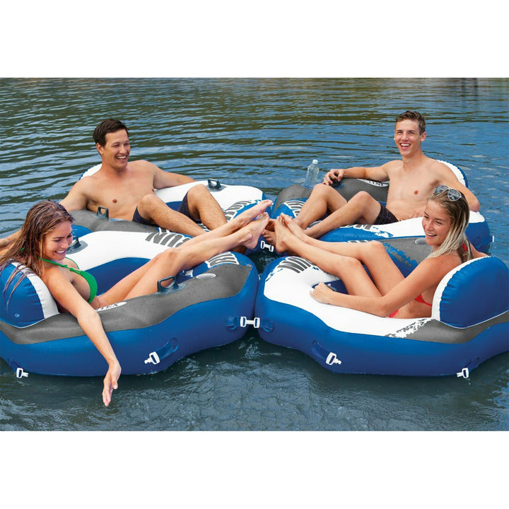Intex River Run 1-Person Inflatable Connecting Floating Lounge Tube, 3 Pack