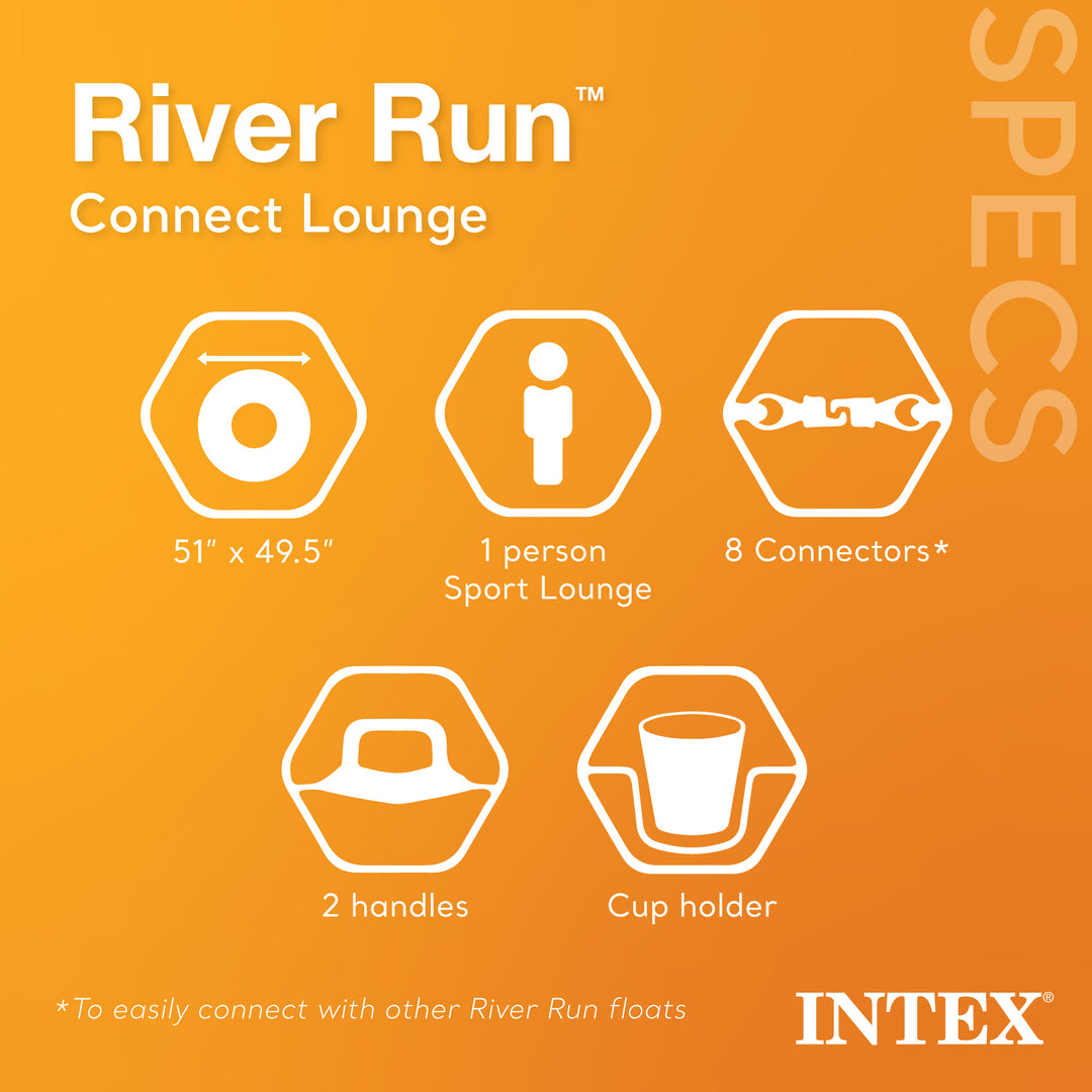 Intex River Run Connect Vinyl Lounge Inflatable Floating Water Tubes (4 Pack) - VMInnovations