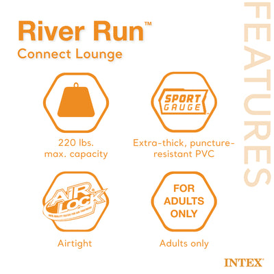 Intex 58854EP River Run Connect Lounge Inflatable Floating Water Tube (2 Pack)