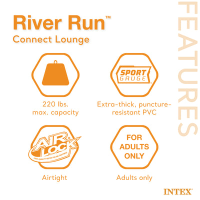 Intex River Run Connect Lounge Floating Water Tube 58854EP (Open Box) (2 Pack)