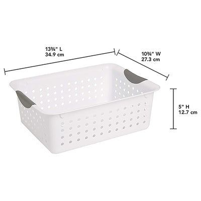 Sterilite Medium Ultra Plastic Storage Organizer Basket with Handles, (12 Pack)