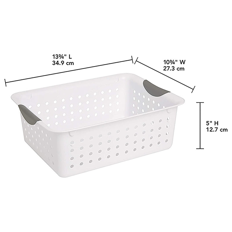 Sterilite Medium Ultra Plastic Storage Organizer Basket with Handles, (12 Pack)