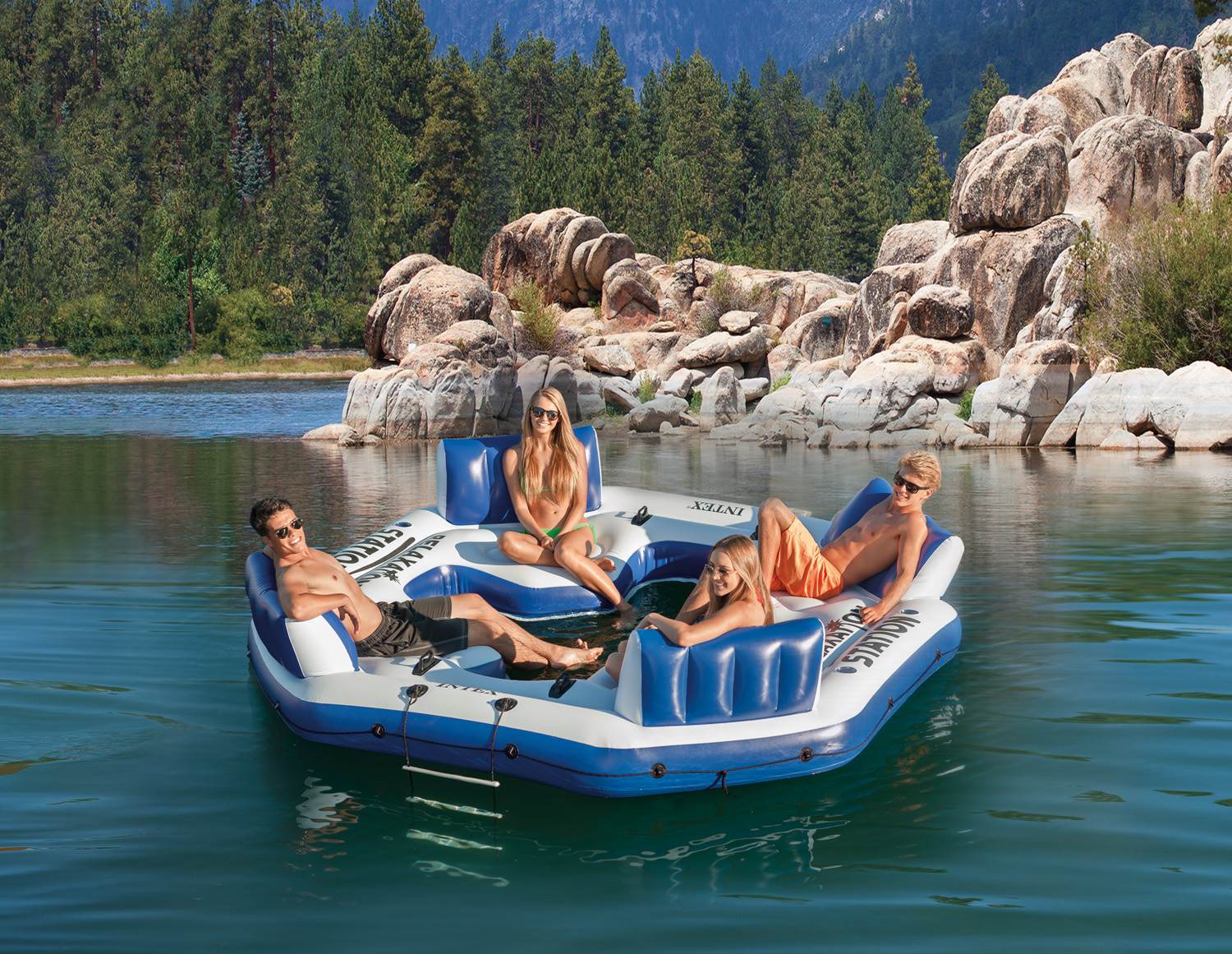 Intex Pacific Paradise Relaxation Station Water Lounge 4-Person Raft (Open Box)