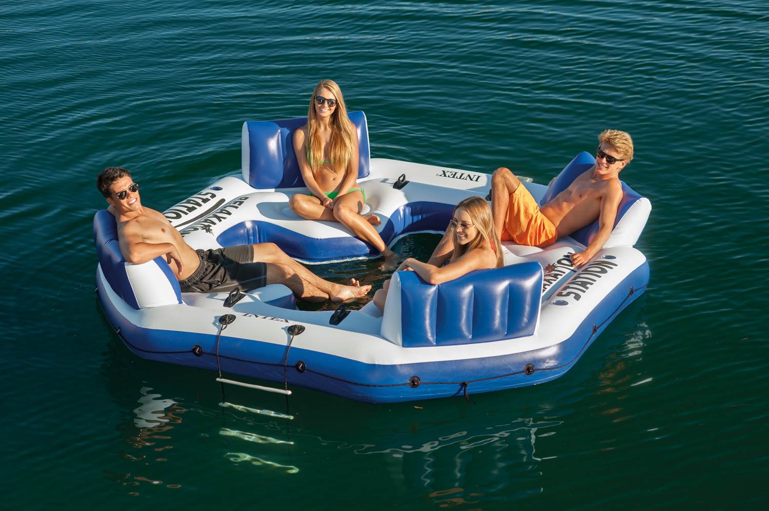 Intex Pacific Paradise Relaxation Station Water Lounge 4-Person Tube Raft (Used)