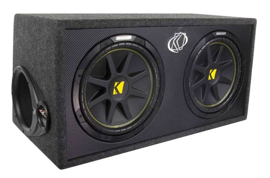 Kicker DC122 Dual 12" 600W Car Subwoofers + Box + 1500W Amplifier + 4 Ga Amp Kit