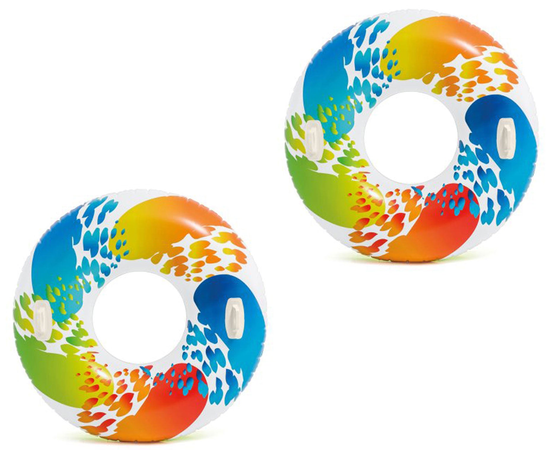 Intex Inflatable 47" Color Whirl Tube Swimming Pool Raft with Handles (2 Pack) - VMInnovations