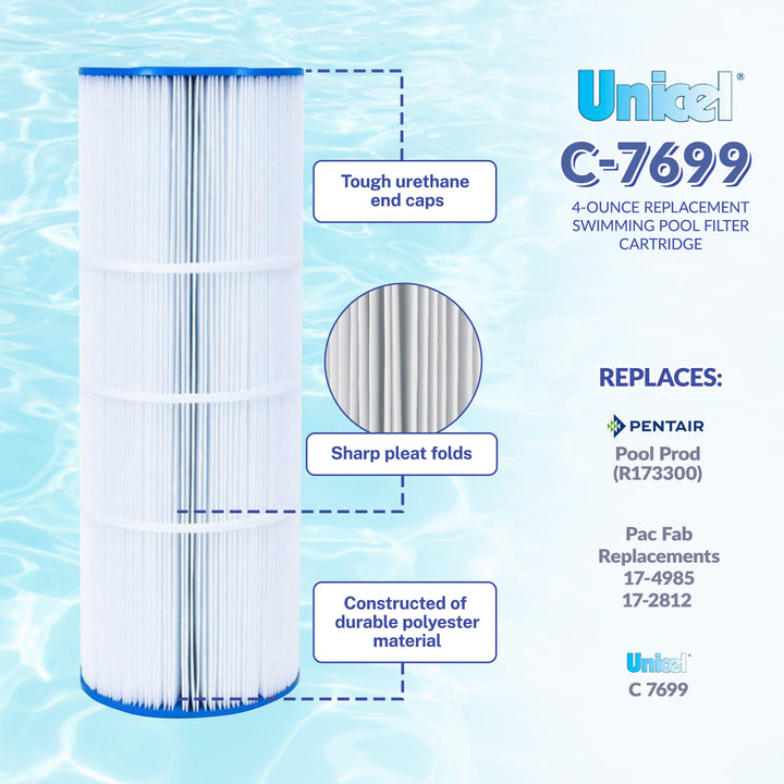 Unicel C-7699 Replacement Swimming Pool Filter Cartridge,142 Pleats (Used)