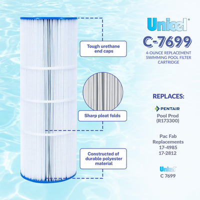 Unicel C-7699 Replacement Swimming Pool Filter Cartridge,142 Pleats (Used)