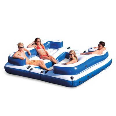 Bestway CoolerZ 6 Person Floating Island Lake/Pool Lounge & 5 Person Raft