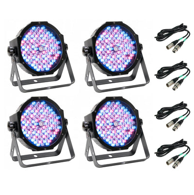 4) American DJ Mega Par Profile Plus LED + UV Wash Effect Lights + 4) DMX Cables
