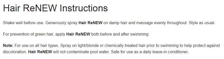 4) Natural Chemistry 01185 Swimming Pool 8 oz Hair ReNEW Spray Chlorine Protect