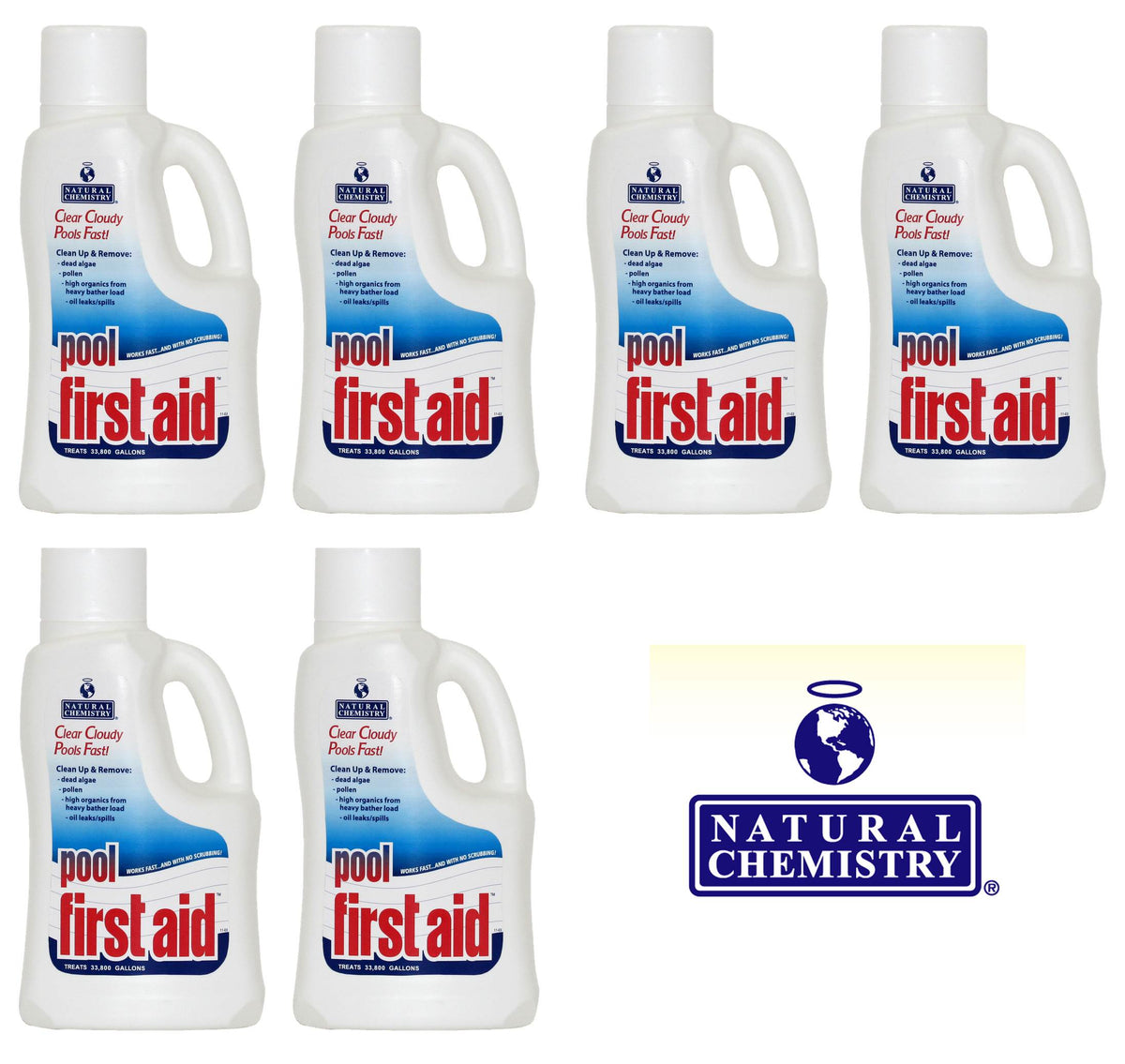 6) Natural Chemistry 03122 Spa Swimming Pool First Aid Water Cleanup - 2L Each