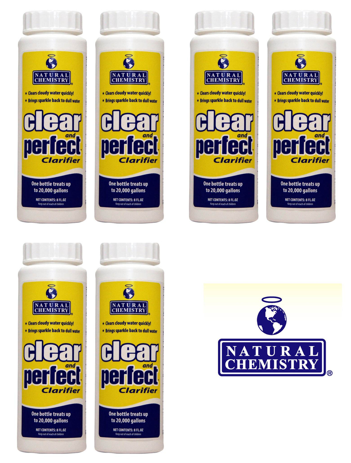 6) Natural Chemistry 03544 Clear & Perfect Swimming Pool Clarifier - 8oz Each