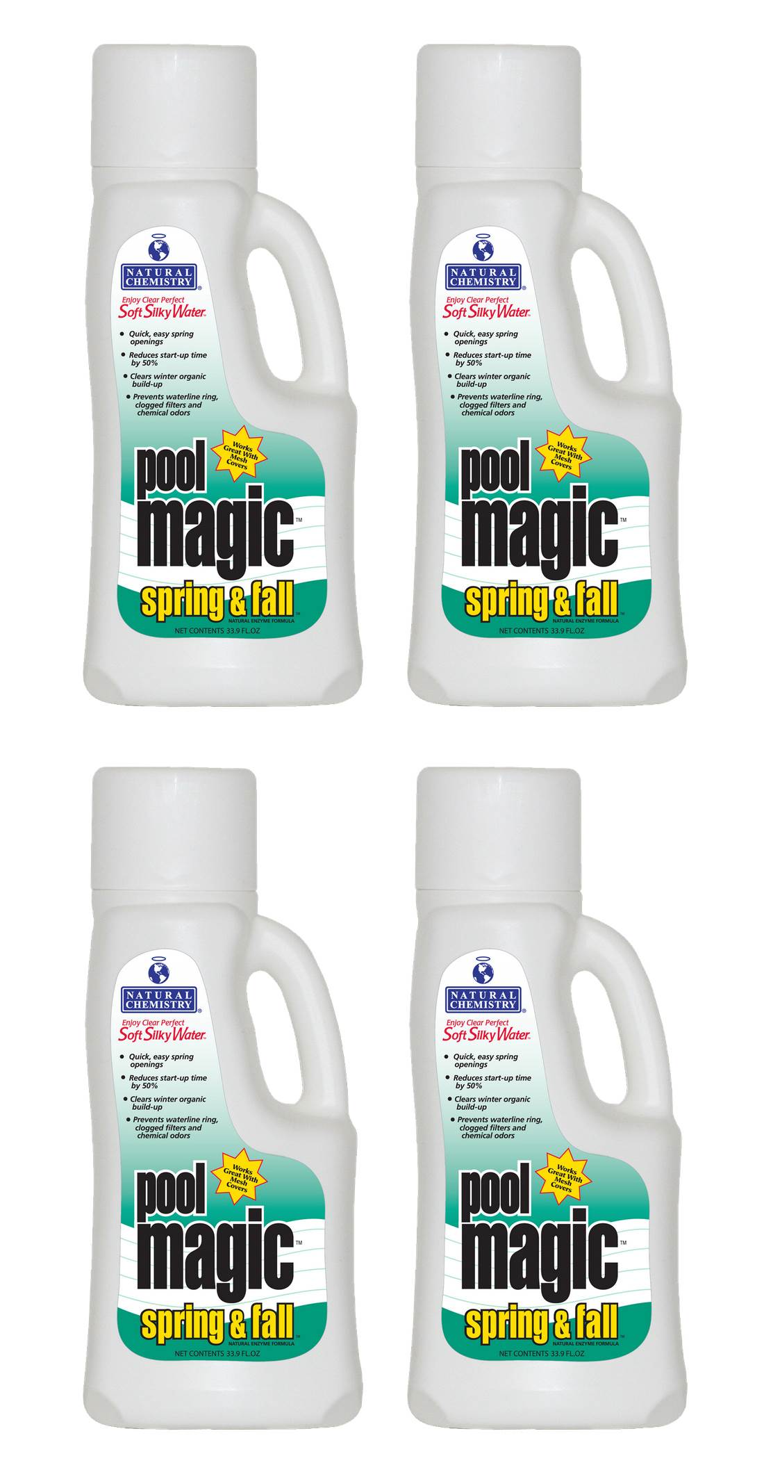 4) Natural Chemistry 03722 Spa Swimming Pool Magic Prevention Chemical - 1L Each