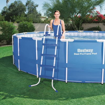 Bestway Steel Pro MAX 15' x 48" Round Above Ground Swimming Pool & Pool Ladder