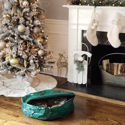 Homz 30 In Dia Seasonal Holiday Christmas Wreath Poly Fabric Storage Bag(6 Pack)
