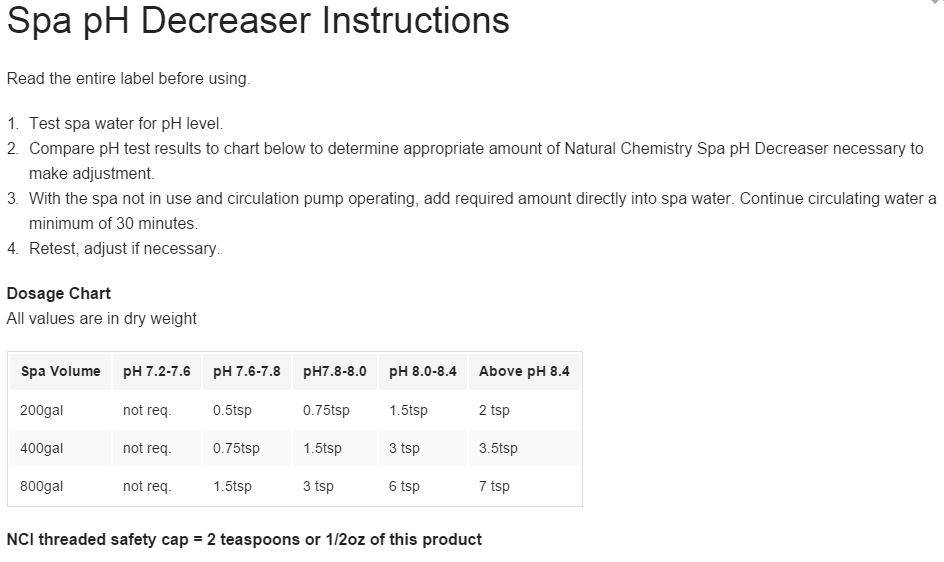 4) Natural Chemistry 04103 Hot Tub Spa Chemical pH Down Decreaser - 2 lb Each