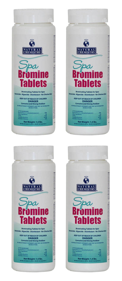 4) Natural Chemistry 04109 Hot Tub Spa Bromine Chemical Tablets - 1.5 lbs Each