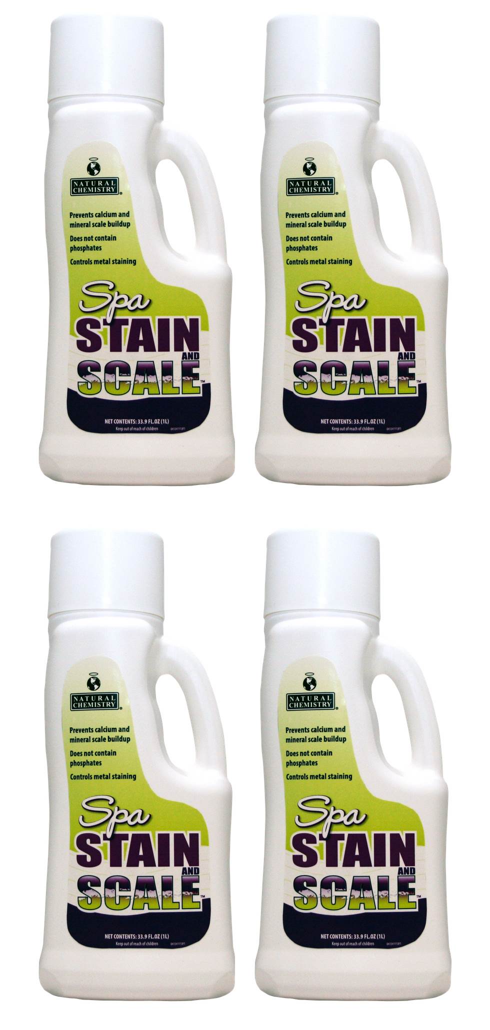 4) Natural Chemistry 04124 Hot Tub Spa Chemical Stain & Scale Free - 1L Each