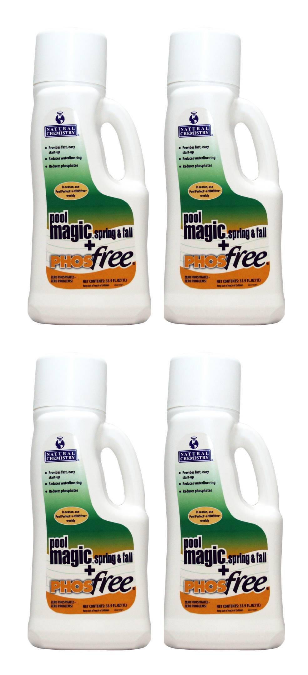4) Natural Chemistry 05141 Spa Chemical Swimming Pool Magic PHOSfree - 1L Each - VMInnovations