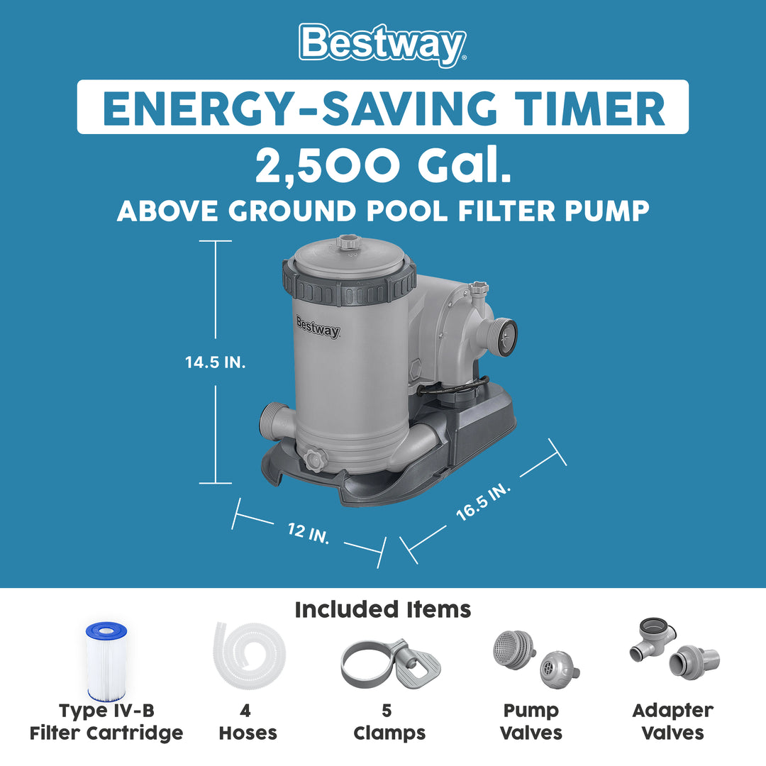 Bestway 2,500 Gallon Filter Pump Set for Above Ground Outdoor Swimming Pools - VMInnovations