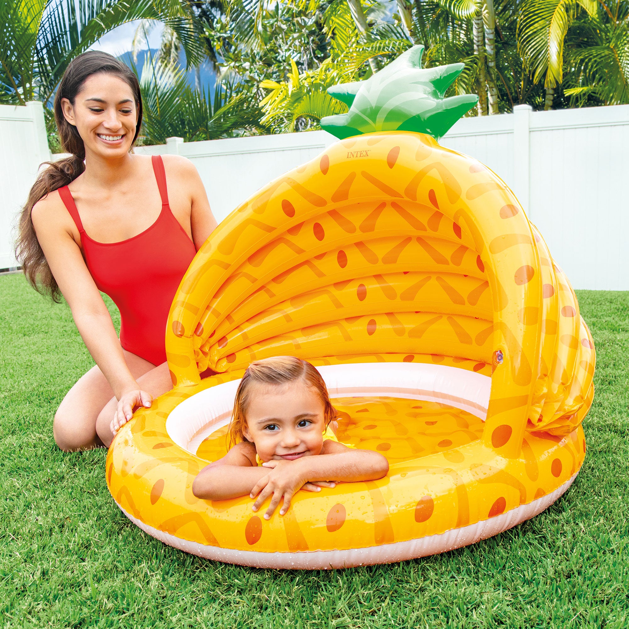 Intex 58414EP 40 Inch Pineapple Outdoor Baby Toddler Inflatable Swimming Pool