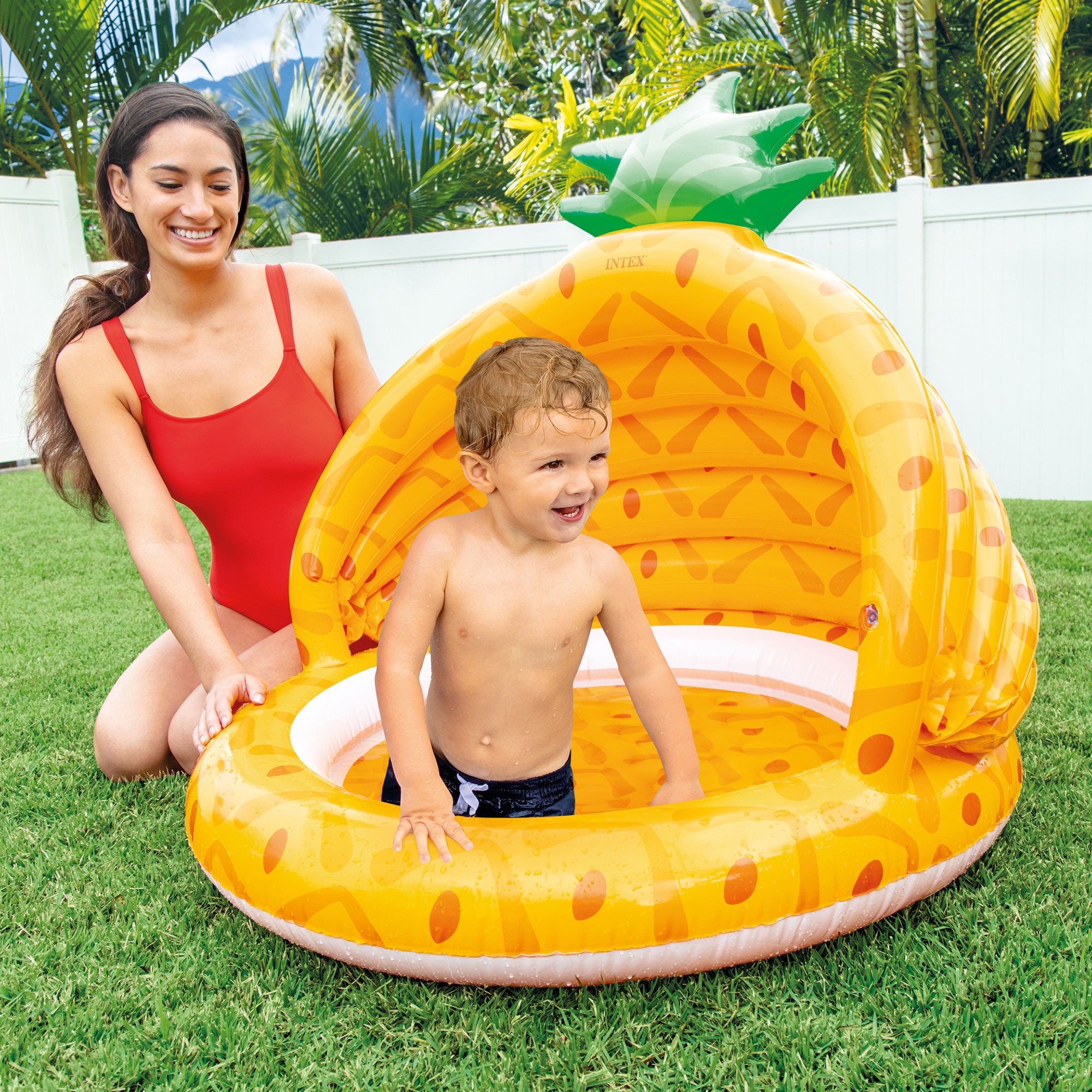 Intex 58414EP 40 Inch Pineapple Outdoor Baby Toddler Inflatable Swimming Pool