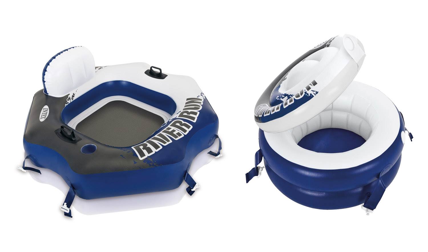 Intex River Run Connect Lounge Inflatable Floating Water Tube and Cooler