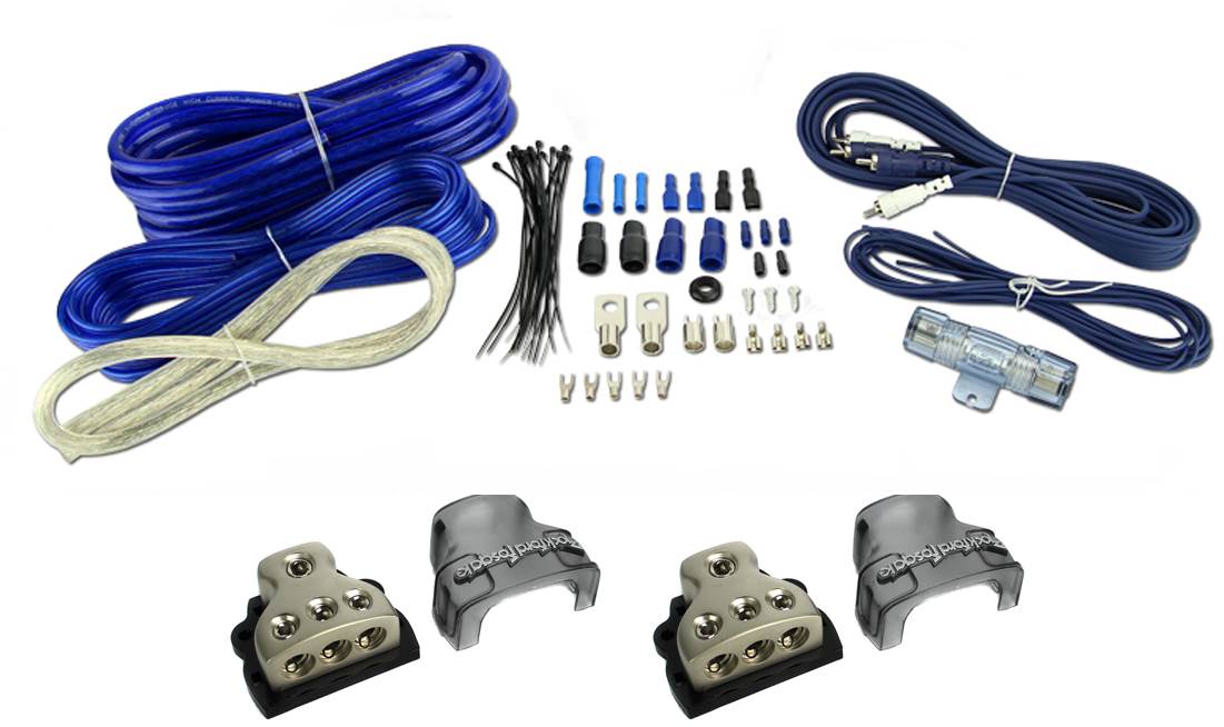 ROCKFORD FOSGATE 0/1/4-Gauge Car Distribution Blocks 1-In-3 (2 Pack) +Amp Kit