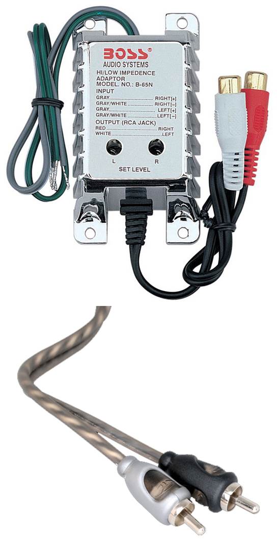 BOSS B65N High Level to Low Level Converter RCA Input + Rockford RCA 10' Cables