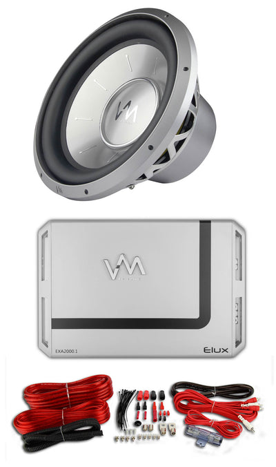 VM Audio EXW15 Elux 15" Competition Power Subwoofer Sub + VM 2000 Watt Amp Combo