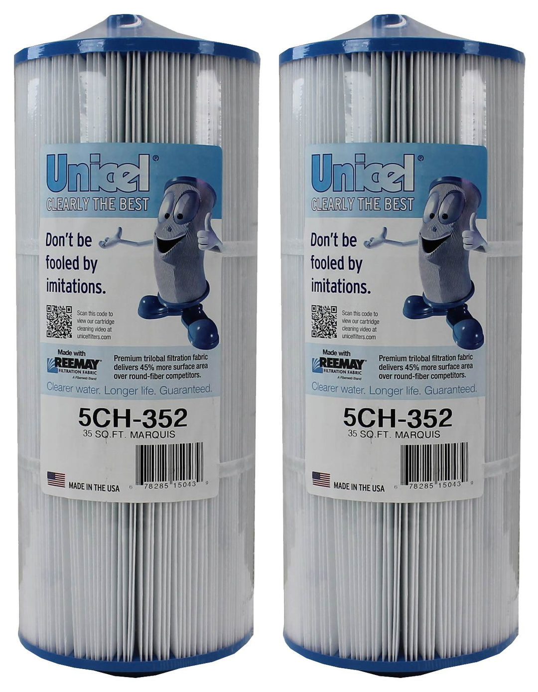 Unicel 5CH-352 Replacement 35 SqFt Filter Cartridge for Spa, 151 Pleats (2 Pack)