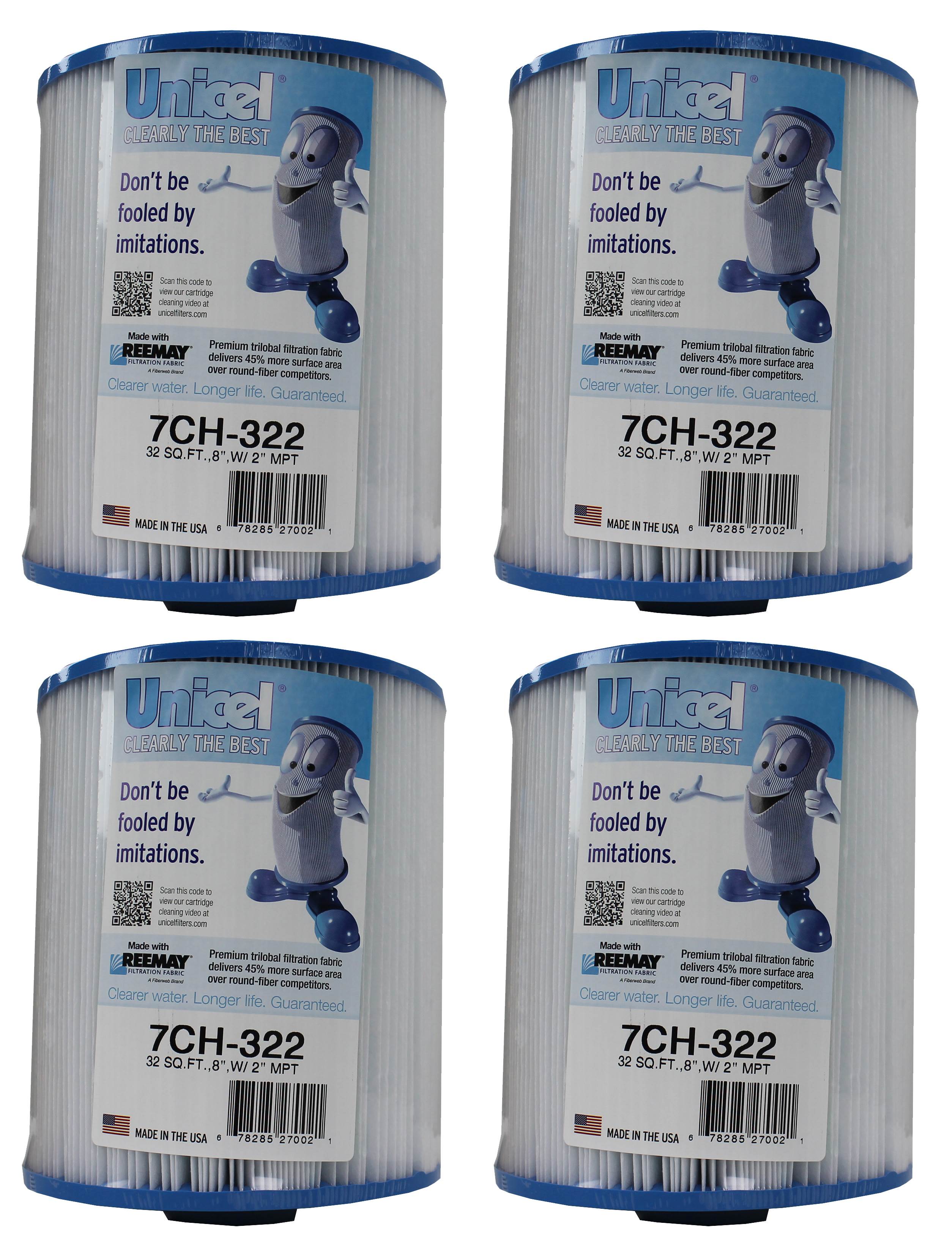 Unicel 7CH-322 Replacement 32 SqFt Filter Cartridge for Spa, 175 Pleats (4 Pack) - VMInnovations