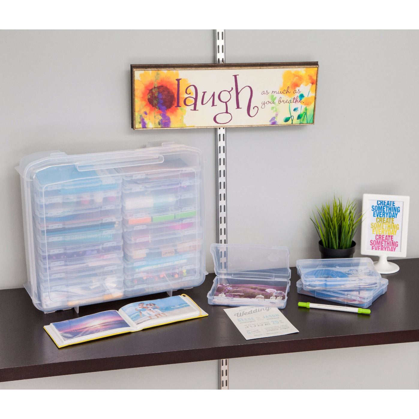 IRIS 585140 5 x 7 Inch Large Photo Craft Keeper Storage Box Organizer, Clear