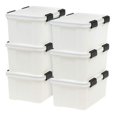 IRIS USA 19 Quart Weathertight Stackable Storage Box, Secure Lid, Clear (6 Pack)